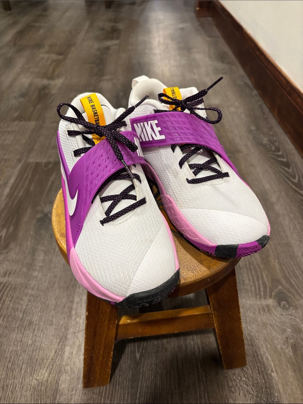 Nike Kids White and Purple Strap Sneakers